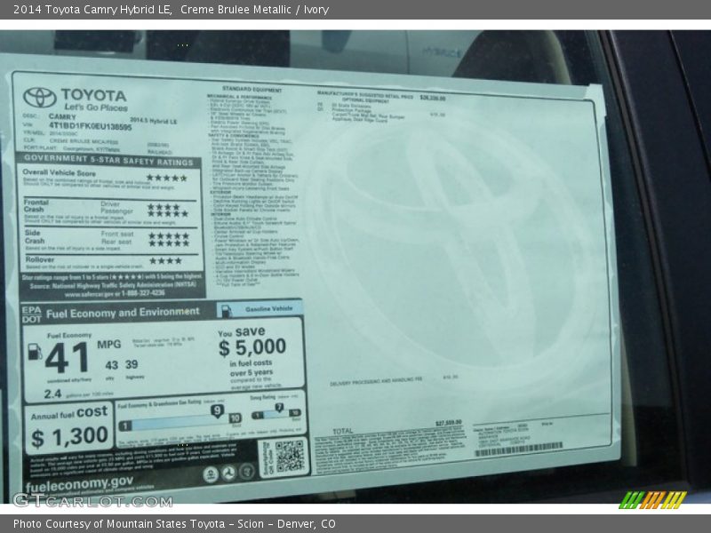 Creme Brulee Metallic / Ivory 2014 Toyota Camry Hybrid LE