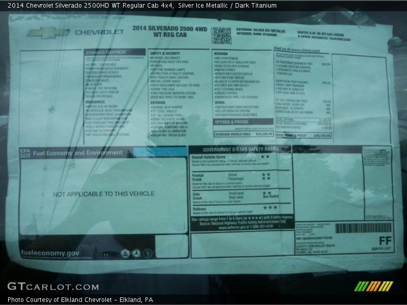 Silver Ice Metallic / Dark Titanium 2014 Chevrolet Silverado 2500HD WT Regular Cab 4x4