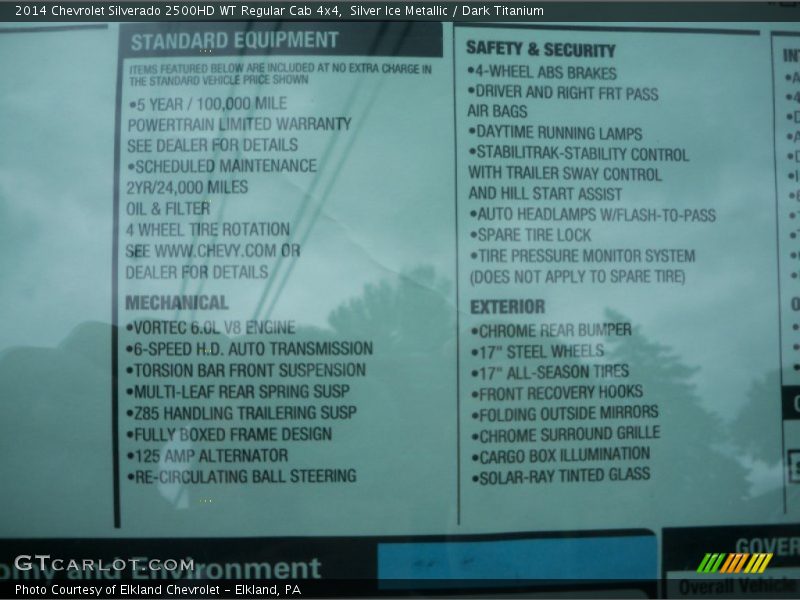 Silver Ice Metallic / Dark Titanium 2014 Chevrolet Silverado 2500HD WT Regular Cab 4x4