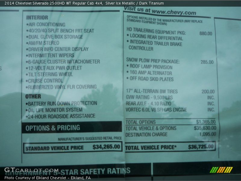 Silver Ice Metallic / Dark Titanium 2014 Chevrolet Silverado 2500HD WT Regular Cab 4x4