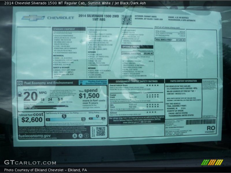 Summit White / Jet Black/Dark Ash 2014 Chevrolet Silverado 1500 WT Regular Cab