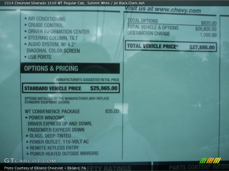 Summit White / Jet Black/Dark Ash 2014 Chevrolet Silverado 1500 WT Regular Cab