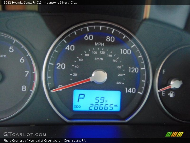 Moonstone Silver / Gray 2012 Hyundai Santa Fe GLS