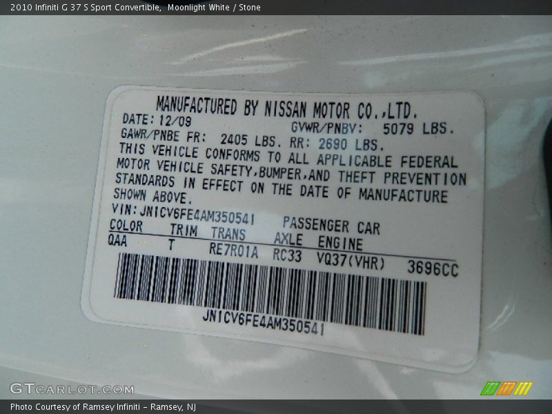 Moonlight White / Stone 2010 Infiniti G 37 S Sport Convertible