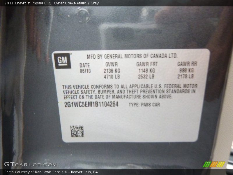 Cyber Gray Metallic / Gray 2011 Chevrolet Impala LTZ