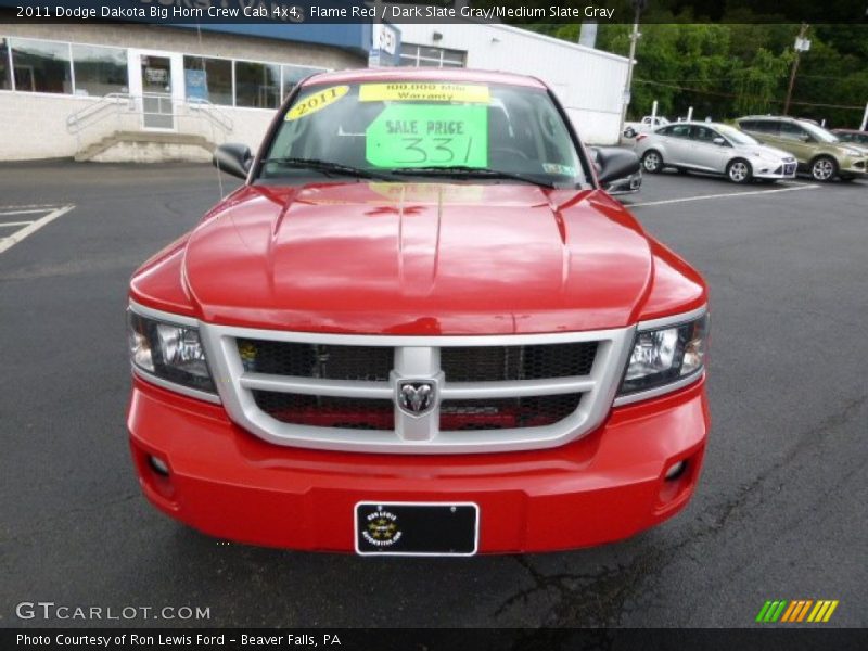 Flame Red / Dark Slate Gray/Medium Slate Gray 2011 Dodge Dakota Big Horn Crew Cab 4x4