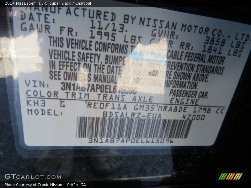2014 Sentra SR Super Black Color Code KH3