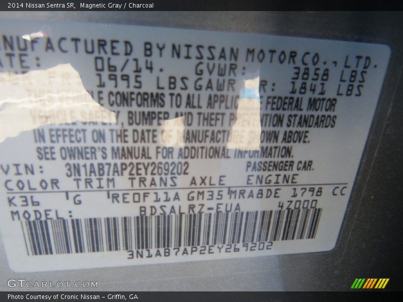 Magnetic Gray / Charcoal 2014 Nissan Sentra SR