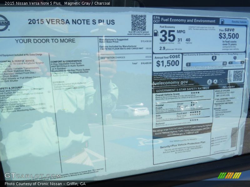  2015 Versa Note S Plus Window Sticker