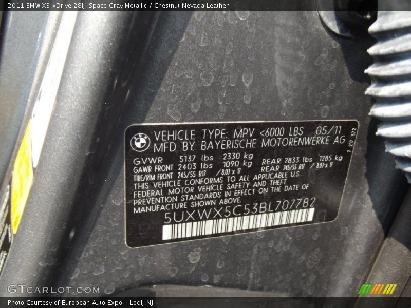 Space Gray Metallic / Chestnut Nevada Leather 2011 BMW X3 xDrive 28i