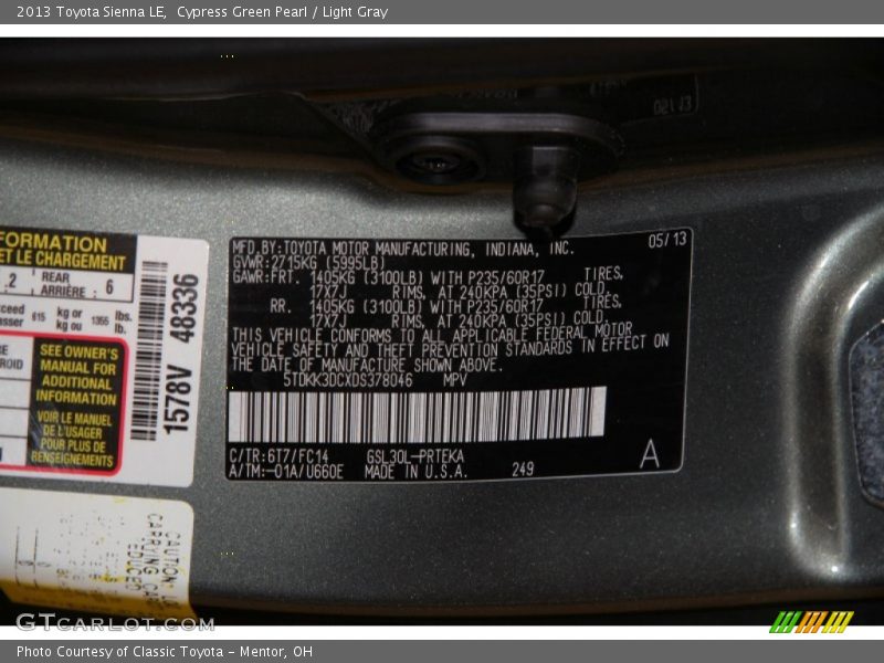 6T7 - 2013 Toyota Sienna LE