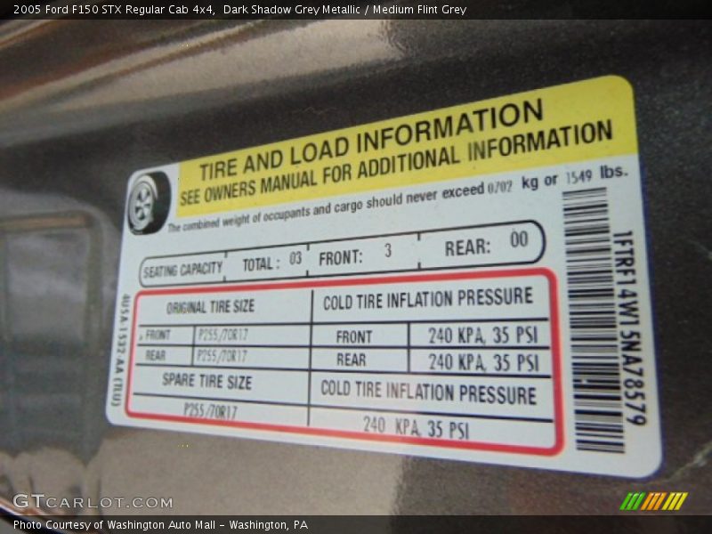 Dark Shadow Grey Metallic / Medium Flint Grey 2005 Ford F150 STX Regular Cab 4x4