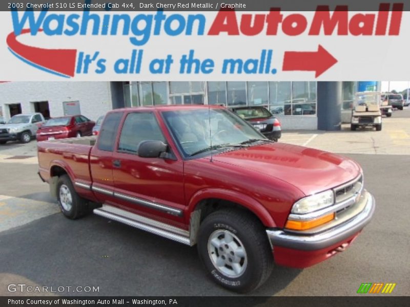 Dark Cherry Red Metallic / Graphite 2003 Chevrolet S10 LS Extended Cab 4x4
