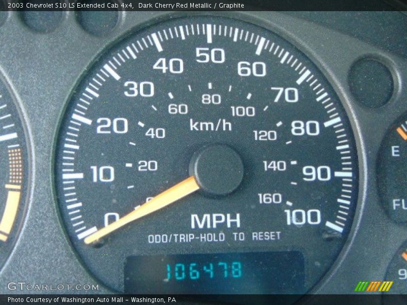 Dark Cherry Red Metallic / Graphite 2003 Chevrolet S10 LS Extended Cab 4x4