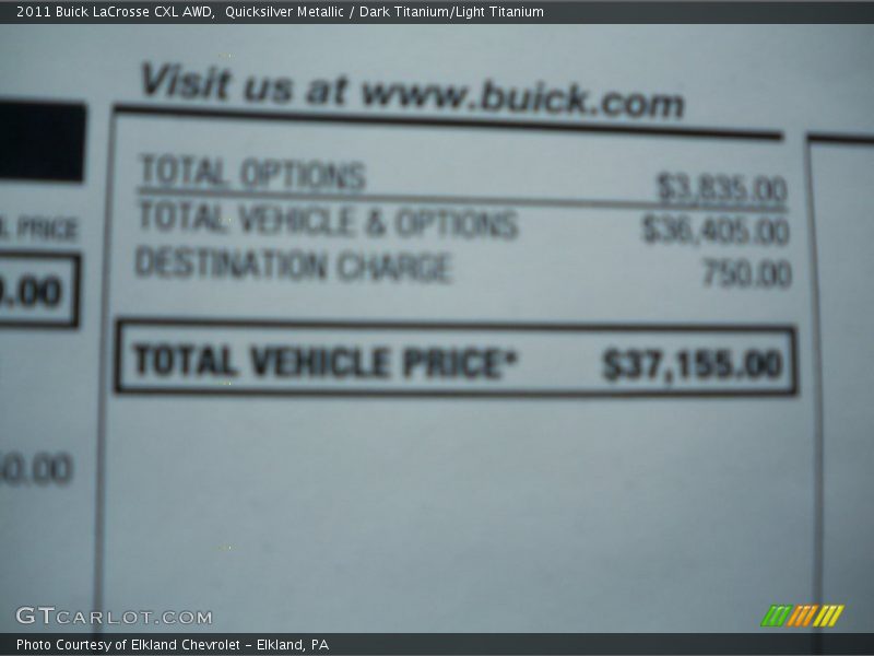 Quicksilver Metallic / Dark Titanium/Light Titanium 2011 Buick LaCrosse CXL AWD