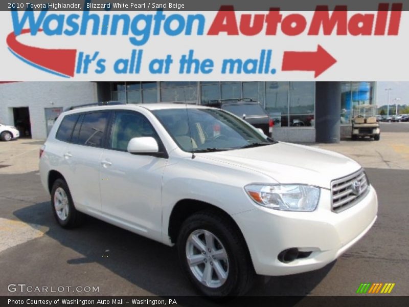 Blizzard White Pearl / Sand Beige 2010 Toyota Highlander
