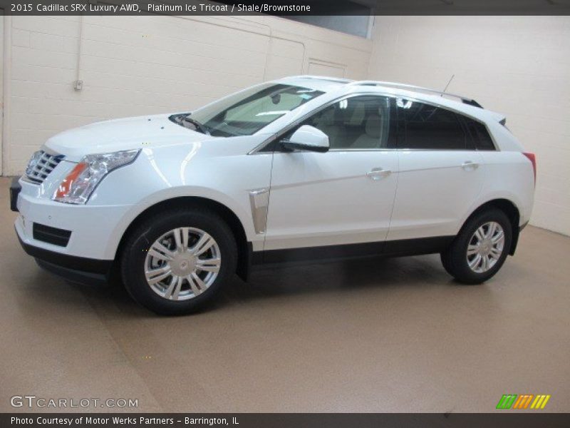 Platinum Ice Tricoat / Shale/Brownstone 2015 Cadillac SRX Luxury AWD