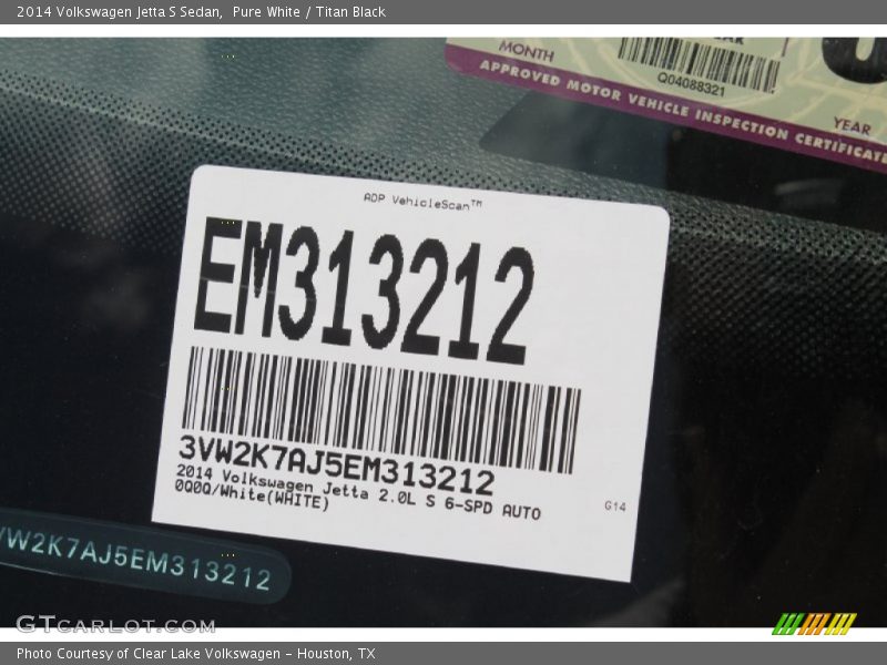 Pure White / Titan Black 2014 Volkswagen Jetta S Sedan