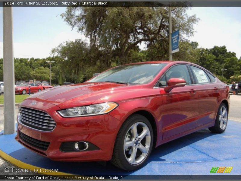 Ruby Red / Charcoal Black 2014 Ford Fusion SE EcoBoost