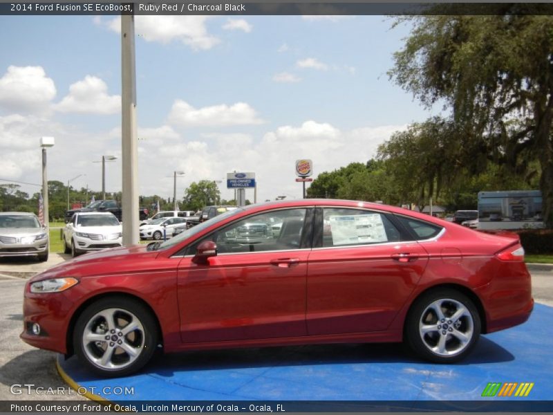 Ruby Red / Charcoal Black 2014 Ford Fusion SE EcoBoost