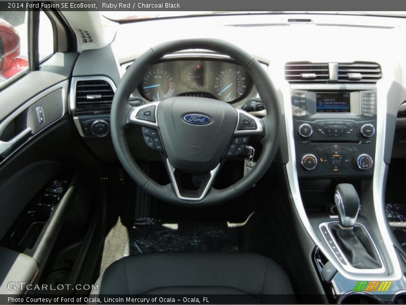 Ruby Red / Charcoal Black 2014 Ford Fusion SE EcoBoost