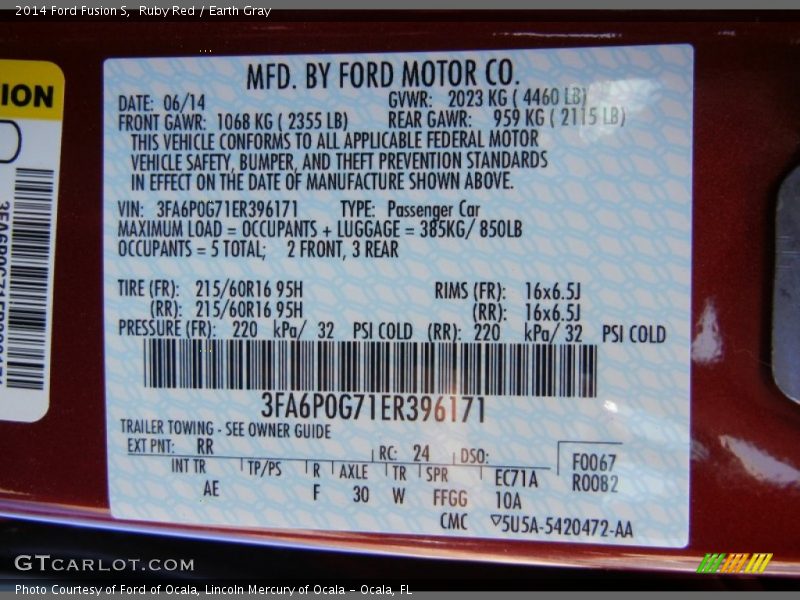 Ruby Red / Earth Gray 2014 Ford Fusion S