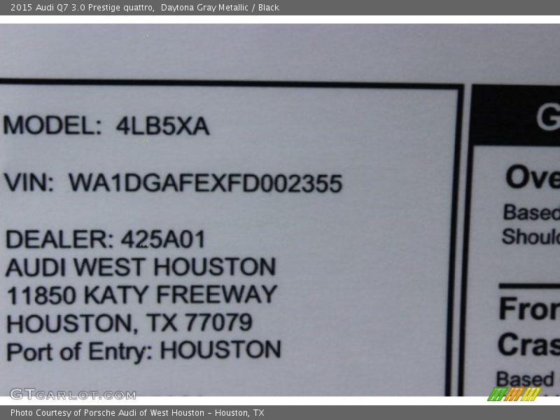 Daytona Gray Metallic / Black 2015 Audi Q7 3.0 Prestige quattro