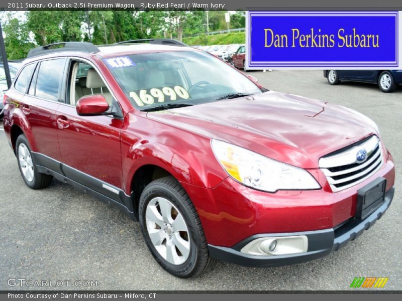 Ruby Red Pearl / Warm Ivory 2011 Subaru Outback 2.5i Premium Wagon