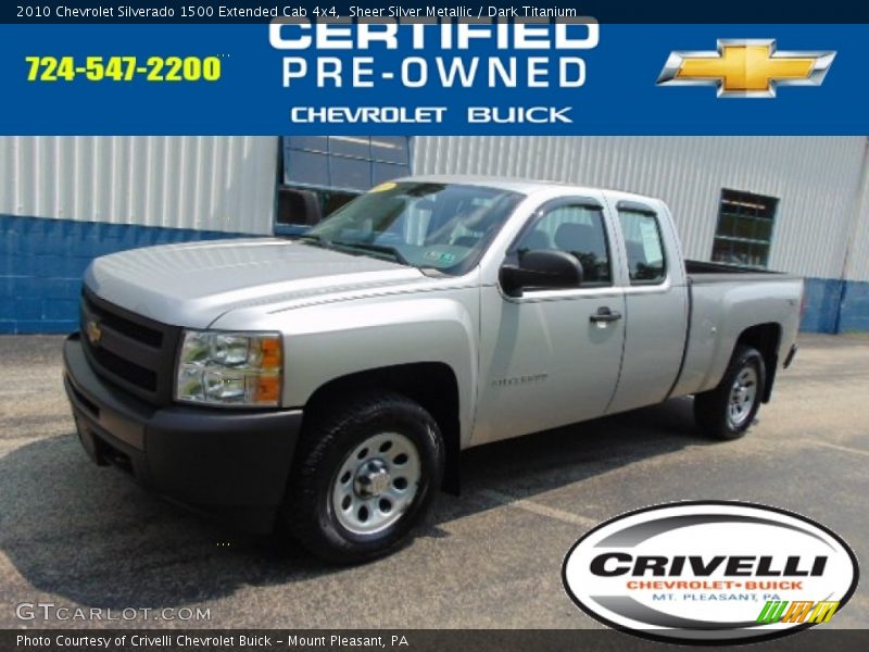 Sheer Silver Metallic / Dark Titanium 2010 Chevrolet Silverado 1500 Extended Cab 4x4