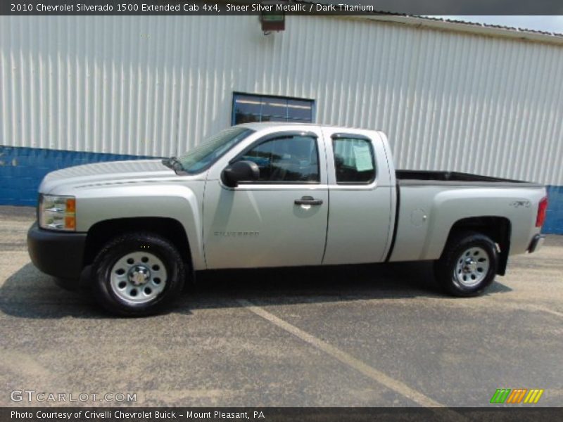 Sheer Silver Metallic / Dark Titanium 2010 Chevrolet Silverado 1500 Extended Cab 4x4