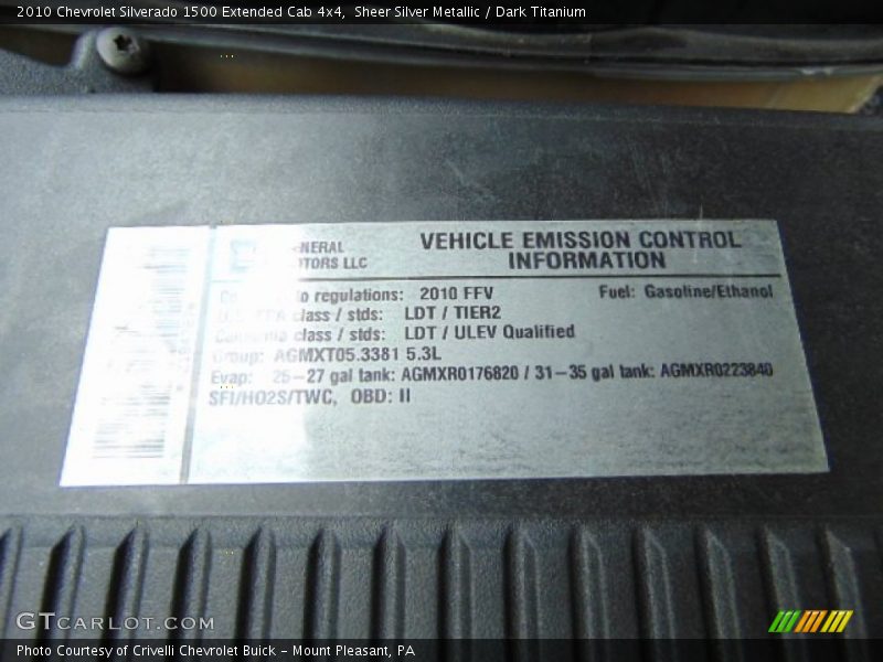 Sheer Silver Metallic / Dark Titanium 2010 Chevrolet Silverado 1500 Extended Cab 4x4