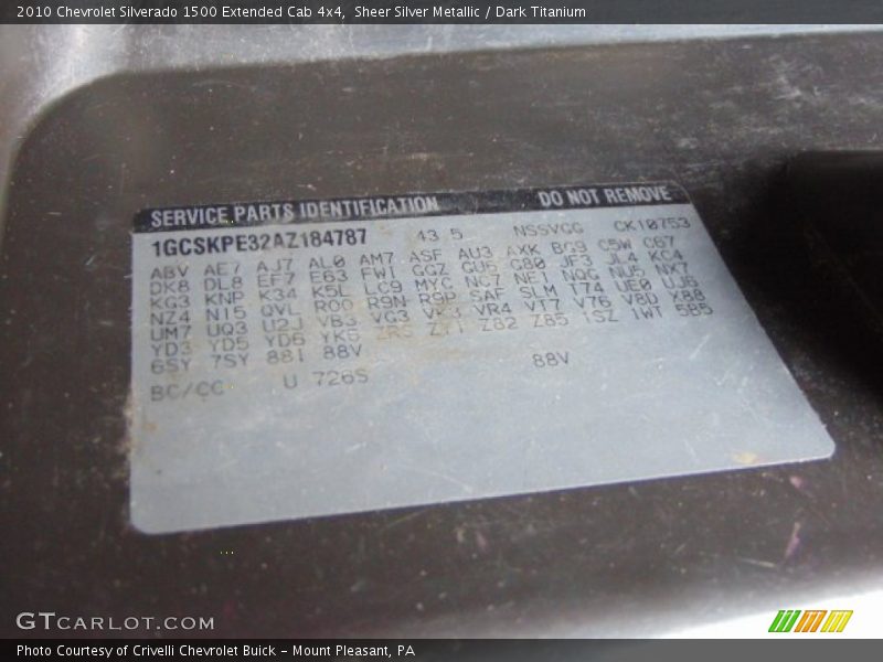 Sheer Silver Metallic / Dark Titanium 2010 Chevrolet Silverado 1500 Extended Cab 4x4