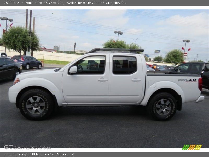 Avalanche White / Pro 4X Graphite/Red 2011 Nissan Frontier Pro-4X Crew Cab