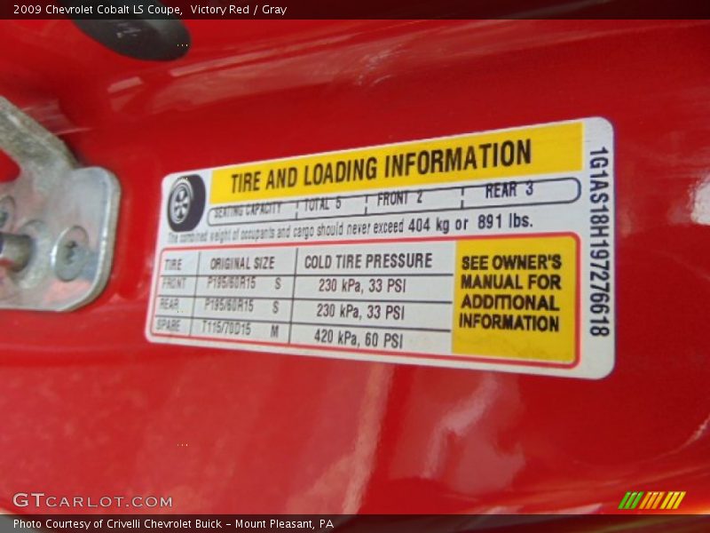 Victory Red / Gray 2009 Chevrolet Cobalt LS Coupe