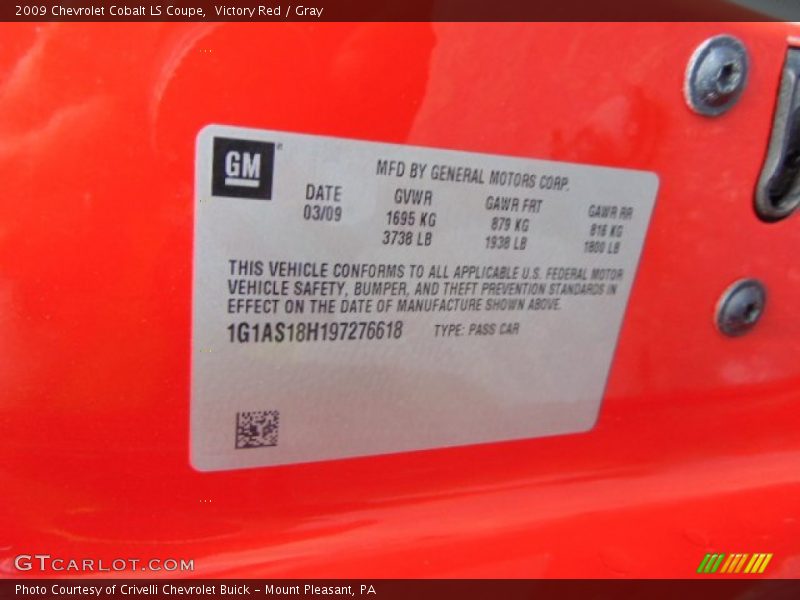 Victory Red / Gray 2009 Chevrolet Cobalt LS Coupe