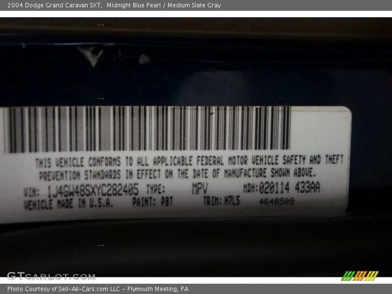 Midnight Blue Pearl / Medium Slate Gray 2004 Dodge Grand Caravan SXT