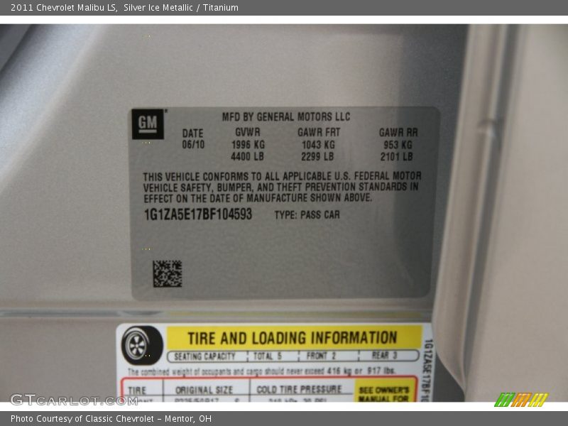 Silver Ice Metallic / Titanium 2011 Chevrolet Malibu LS