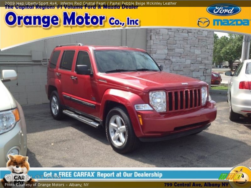 Inferno Red Crystal Pearl / Pastel Pebble Beige Mckinley Leather 2009 Jeep Liberty Sport 4x4