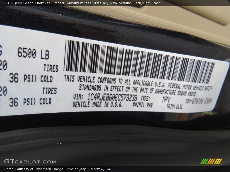 Maximum Steel Metallic / New Zealand Black/Light Frost 2014 Jeep Grand Cherokee Limited