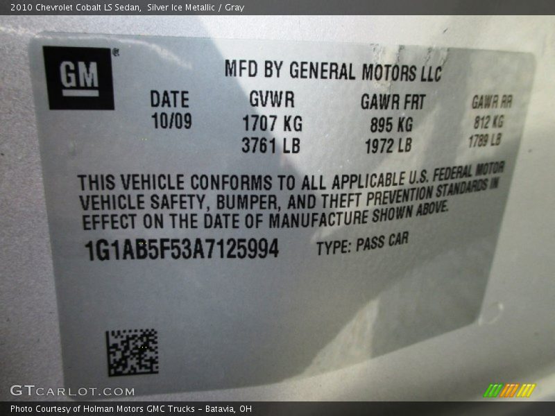 Silver Ice Metallic / Gray 2010 Chevrolet Cobalt LS Sedan