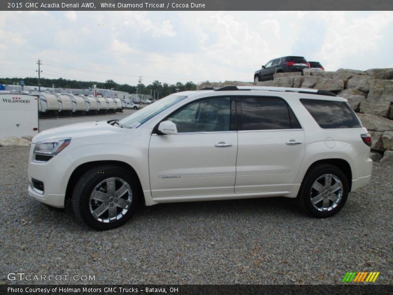 White Diamond Tricoat / Cocoa Dune 2015 GMC Acadia Denali AWD