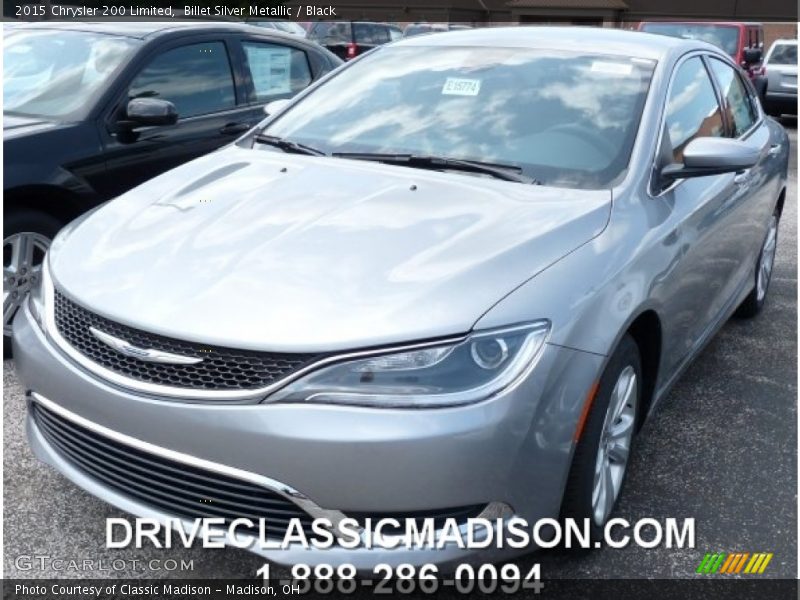 Billet Silver Metallic / Black 2015 Chrysler 200 Limited