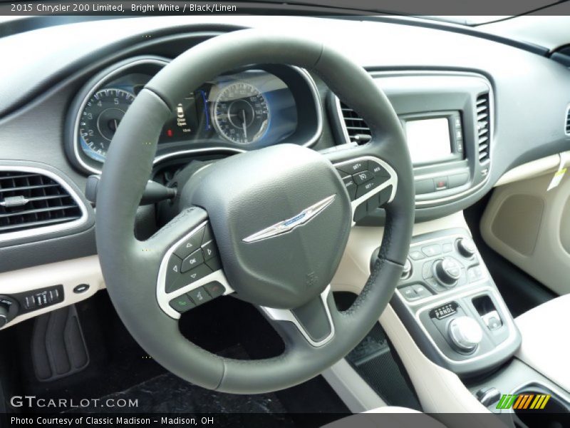Bright White / Black/Linen 2015 Chrysler 200 Limited