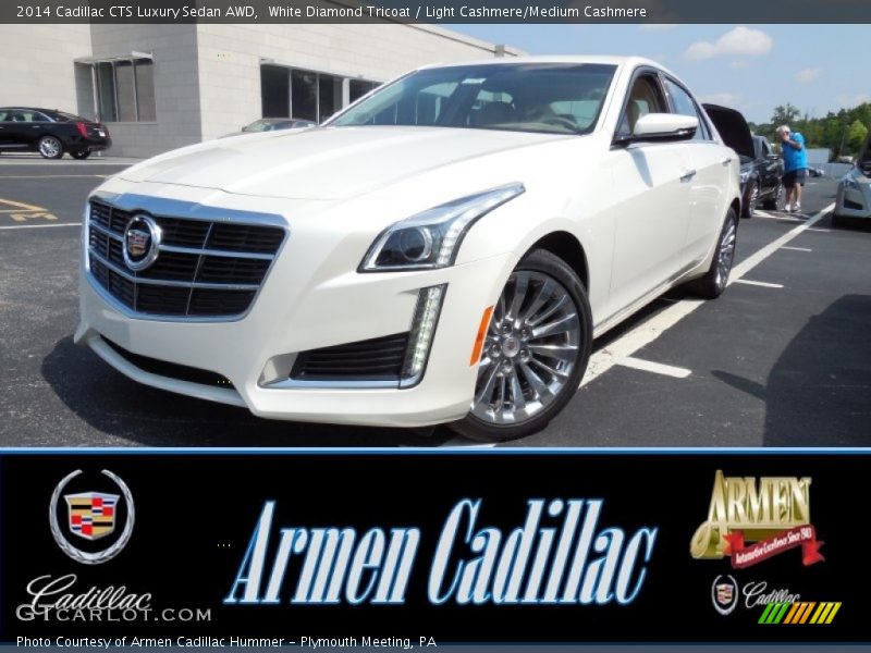 White Diamond Tricoat / Light Cashmere/Medium Cashmere 2014 Cadillac CTS Luxury Sedan AWD