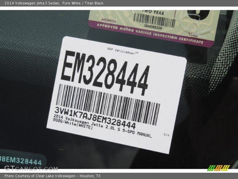 Pure White / Titan Black 2014 Volkswagen Jetta S Sedan