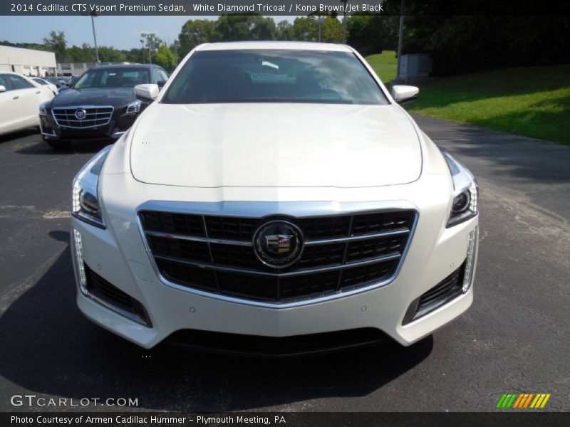White Diamond Tricoat / Kona Brown/Jet Black 2014 Cadillac CTS Vsport Premium Sedan