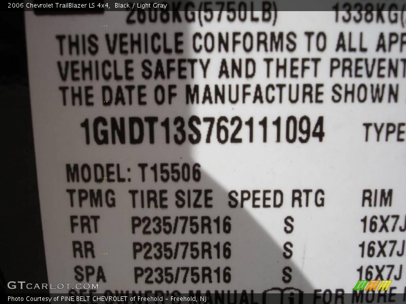 Black / Light Gray 2006 Chevrolet TrailBlazer LS 4x4
