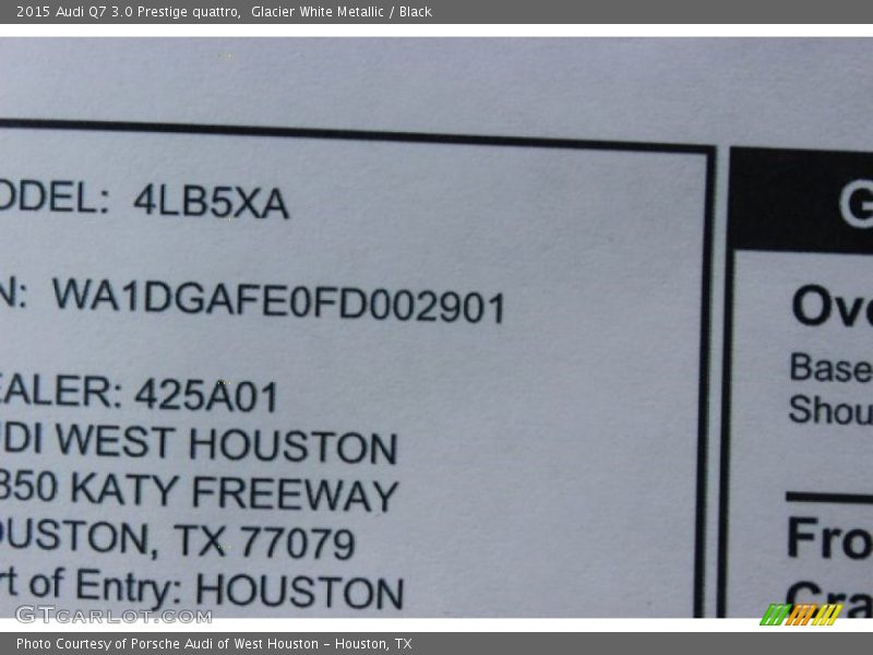 Glacier White Metallic / Black 2015 Audi Q7 3.0 Prestige quattro