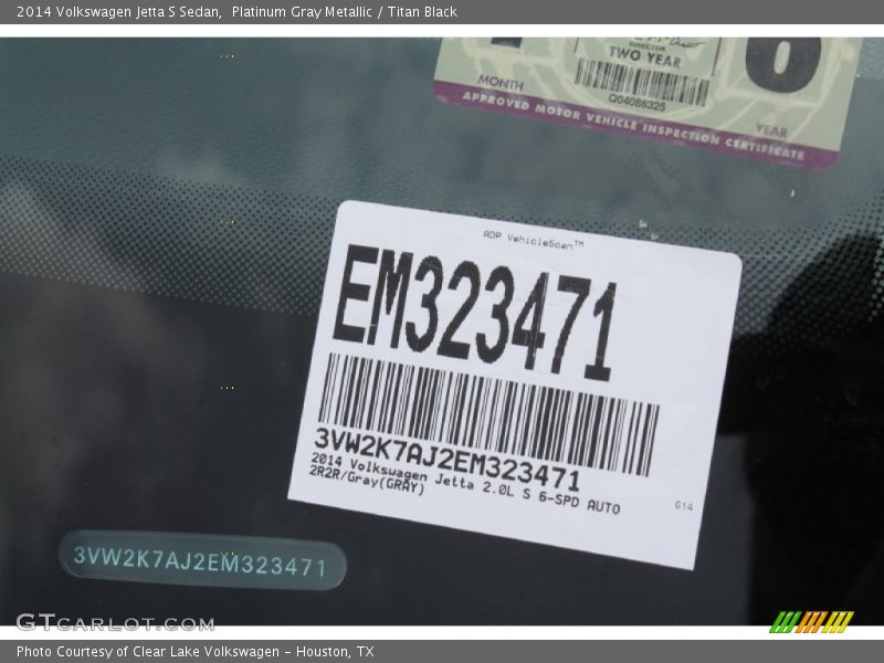 Platinum Gray Metallic / Titan Black 2014 Volkswagen Jetta S Sedan