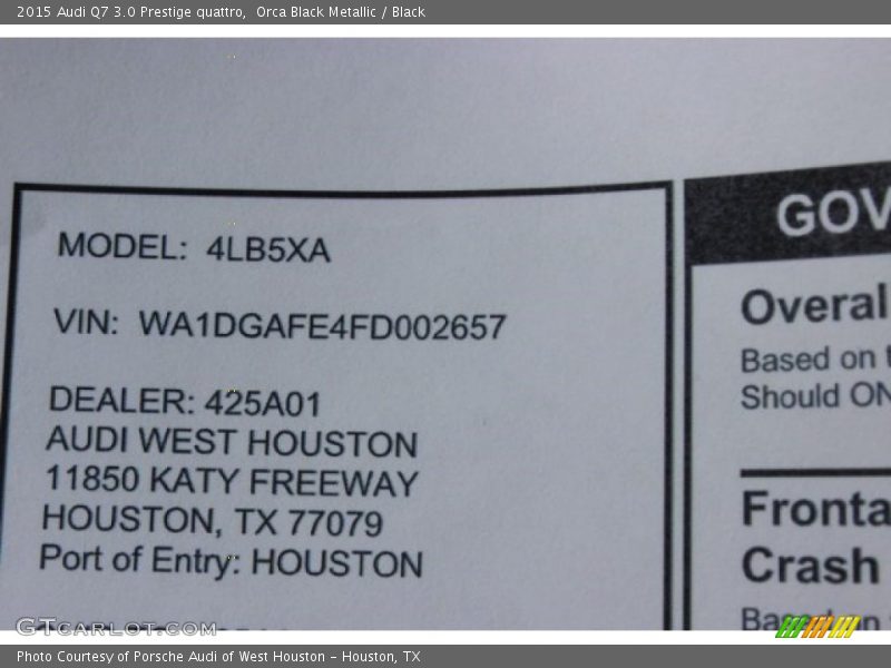 Orca Black Metallic / Black 2015 Audi Q7 3.0 Prestige quattro